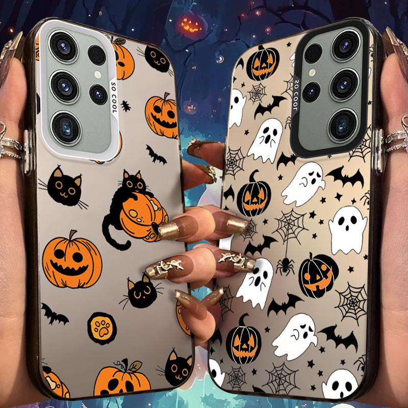 Морозный чехол «Призрак» на Хэллоуин для Samsung Galaxy S25 S24 S23 S22 Ultra S21 Plus S20 FE A73 A72 A71 A56 A55 A54 A53 Акриловая крышка