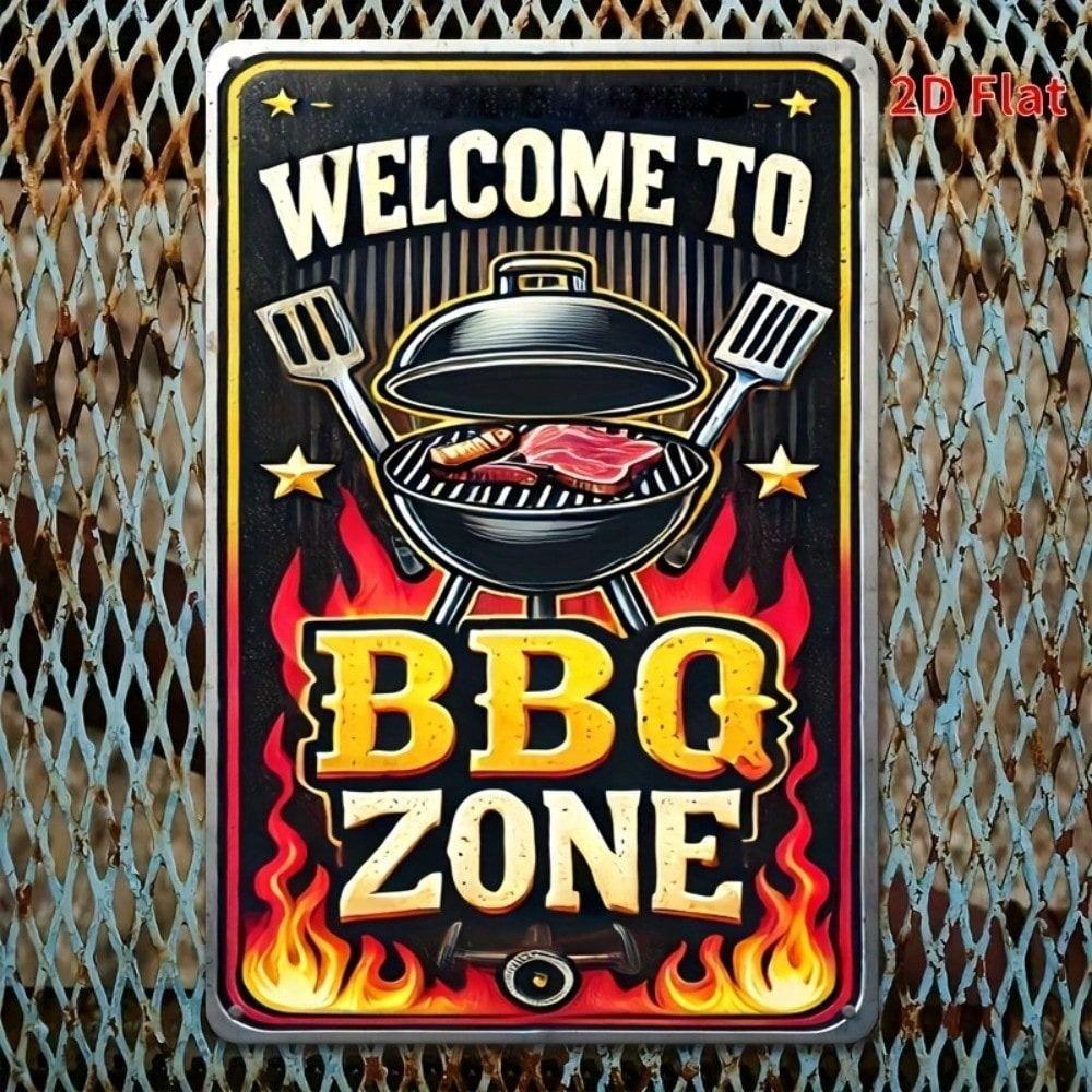 Металлический Постер Настенное Искусство, Винтажная Вывеска BBQ Добро Пожаловать, Подарок для Бара или Гаража