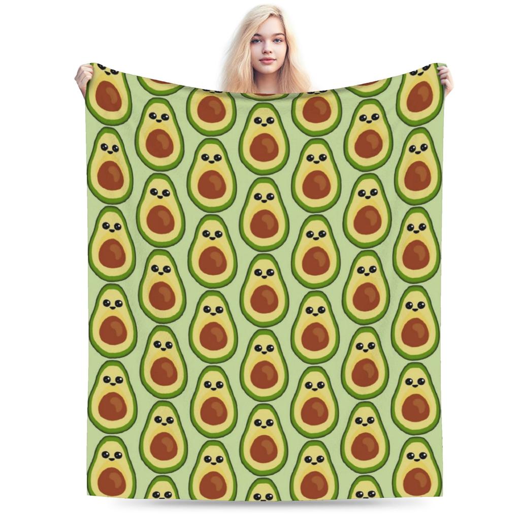 Cute Avocado Fruit Blanket Velvet Printed Multi-function Soft Throw Blankets for Sofa Couch Quilt