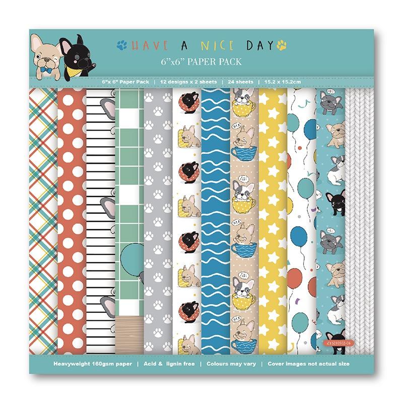 6-inch Cute Dogs Printing DIY Photo Album Scrapbook Hand Account Background Paper Card Making Background Paper Single