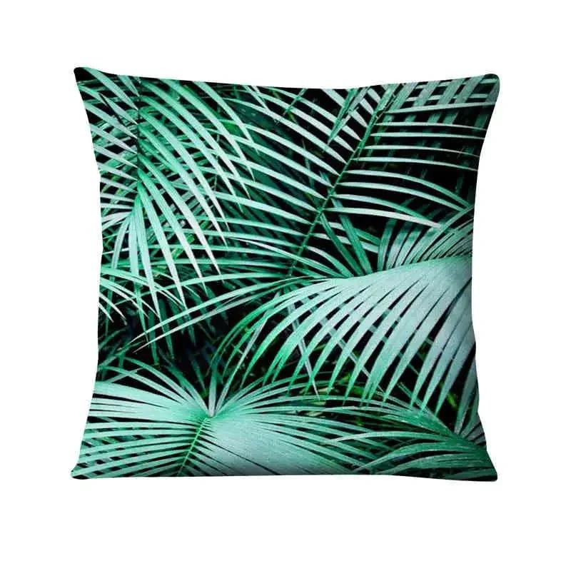 Green Plant Printed Cushion Cover Decorative Tropical Palm Leaf Pillow Case Living Room Bedroom Car Sofa Home Decora Pillowcase