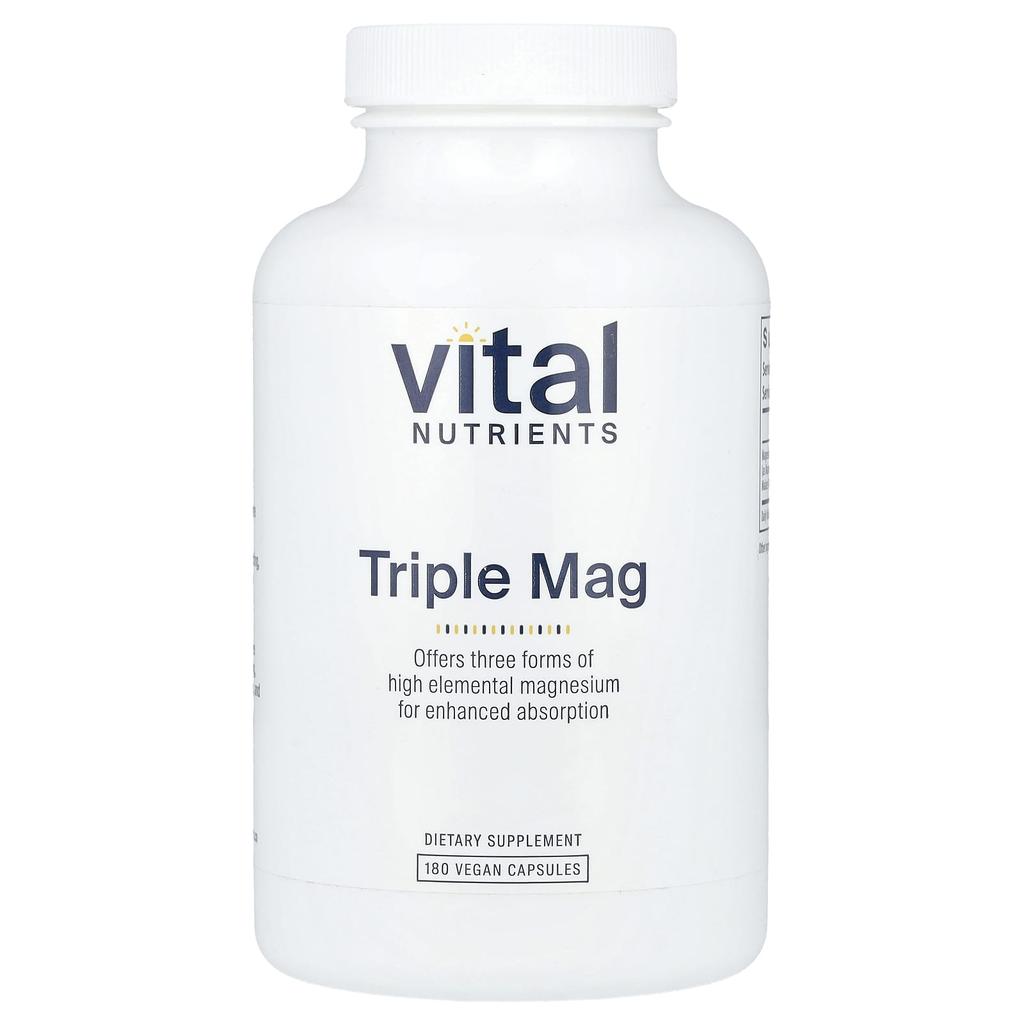 Vital Nutrients, Тройной магний, 180 вегетарианских капсул