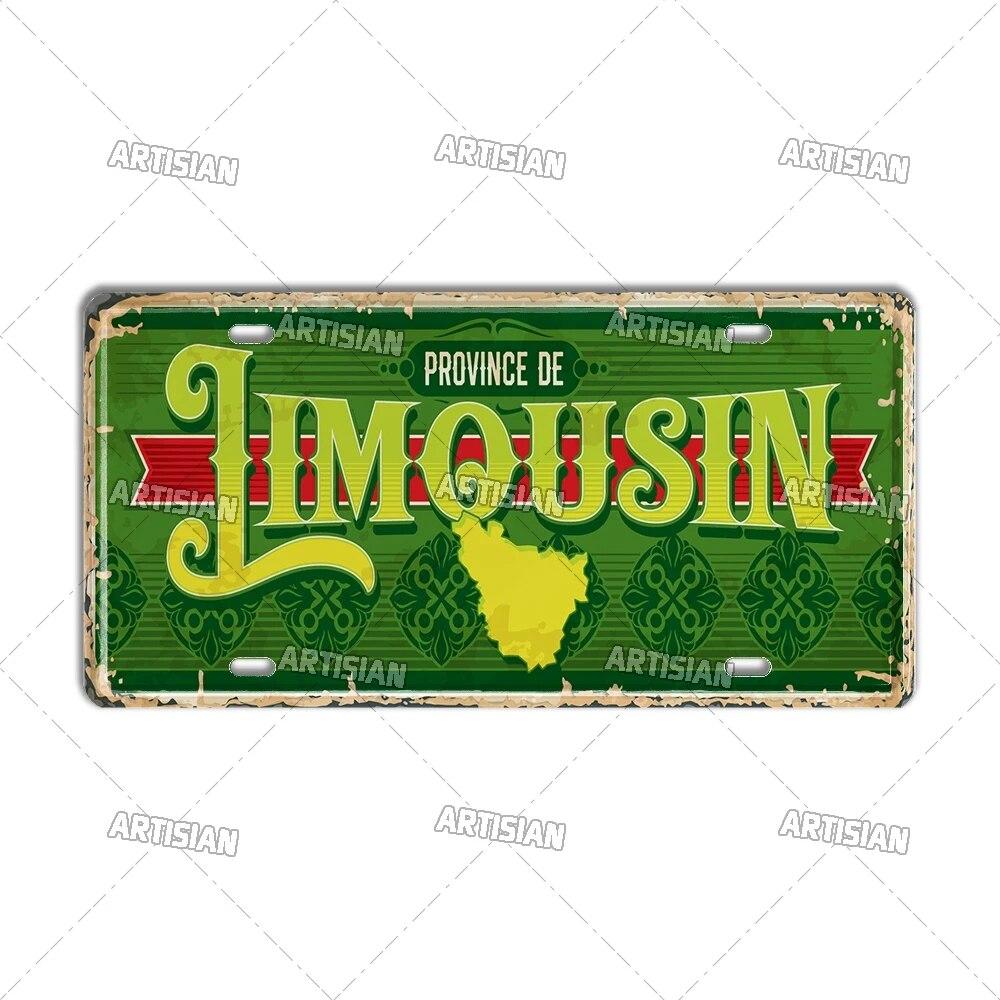Artisian France Province Ctiy Metal Sign Landmark License Plate Travel Car Plate Decorative Tin Plaque Wall Decor Garage Bar Pub