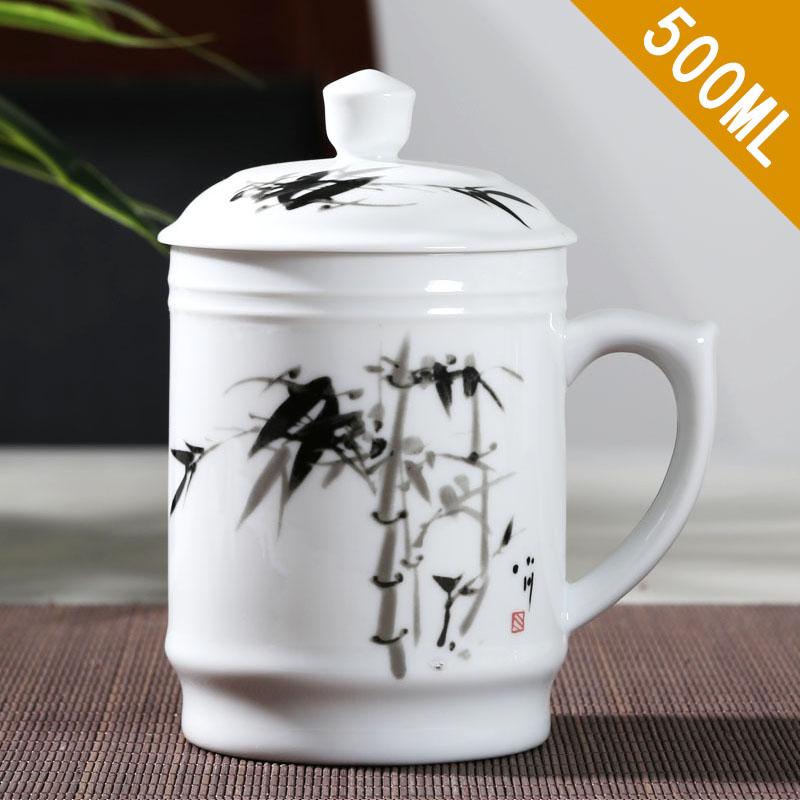 Керамические чашки Цзиндэчжэнь с крышкой, ручная роспись, цветочный узор, мастер-чашка, бутики, аксессуары для чайной церемонии, принадлежности
