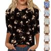 Women's Fashion Casual Round Neck 3/4 Sleeve Floral Print T-Shirt Top Trendy Tops for Women 2024 Womens Summer Tops