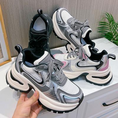 Амортизирующая подошва кроссовки папины кроссовки женские 2025 весна новые женские туфли повседневная обувь женские беговые спортивные туфли увеличивающие рост одинарные туфли тренд