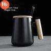 Ceramic Large Capacity Coffee Mug with Wooden Handle Office Water Tea Cup Milk Mug Drinkware