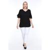 Lir Women's Large Size Flounce Sleeve Blouse Black L2319