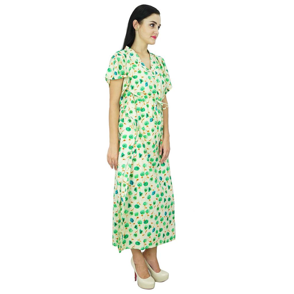Bimba Women Long Cotton Kaftan Bohemian Nightgown Floral Maxi Caftan