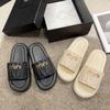 Summer New Peep Toe Slippers for Women Fashion Platform Casual Beach Shoes Female Home Non -slip Floor Designer Slides