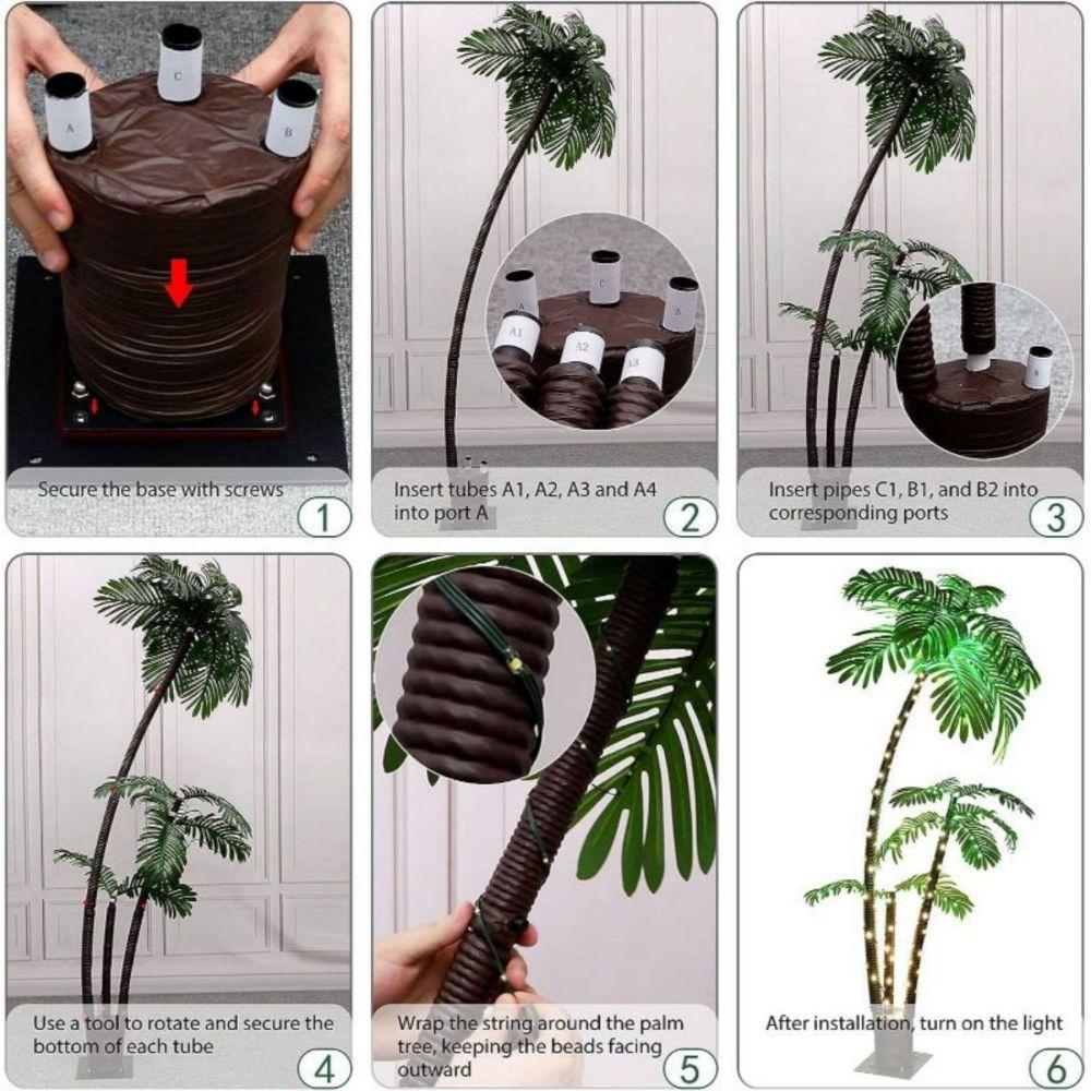 6ft Lighted Palm Tree LED Artificial Palm Tree for Tiki Bar Christmas Decoration