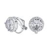 2CT Brilliant Cut Solitaire Round Cubic Zirconia CZ Halo Clip Stud Earrings for Women Silver Plated Brass Non-piercing
