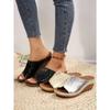 Sandalias de cuña doradas y plateadas para mujer, zapatos de gladiador con plataforma y Punta de Clip Retro, talla grande 43,
