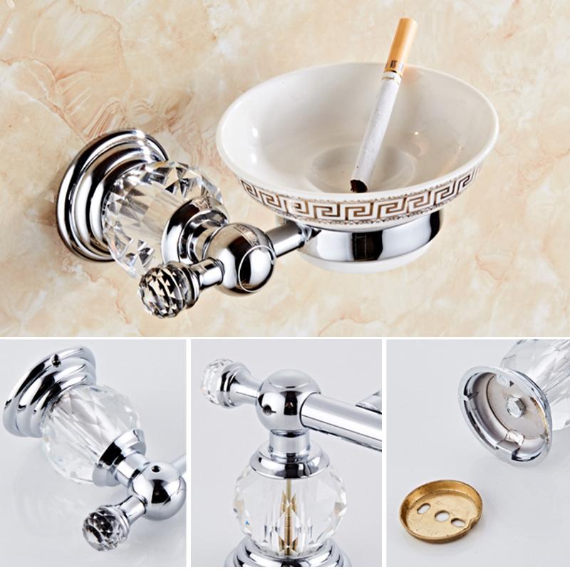 Bathroom Hardware Set Crystal Bath Towel Shelf Toilet Paper Holder Sliver Chrome Towel Bar Toilet Brush Holder Robe Hook EL8130
