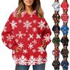 Women's Fashion Long Sleeve Pullover Christmas Snowman Snowflake Print Hooded Pocket Sweatshirt