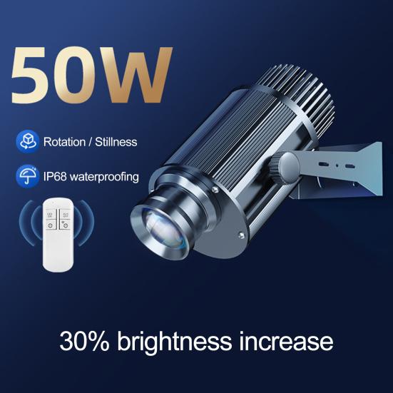 50W LED Logo GOBO Projector Light IP67 Waterproof Advertising Light with Remote Control Rotational Welcome Sign Projector