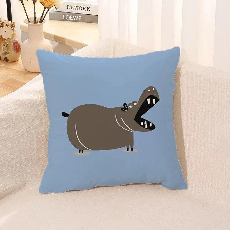 Cartoon Animal Print Pillow Case Living Room Sofa Cushion Cover Bedroom Room Bedside Home Decoration