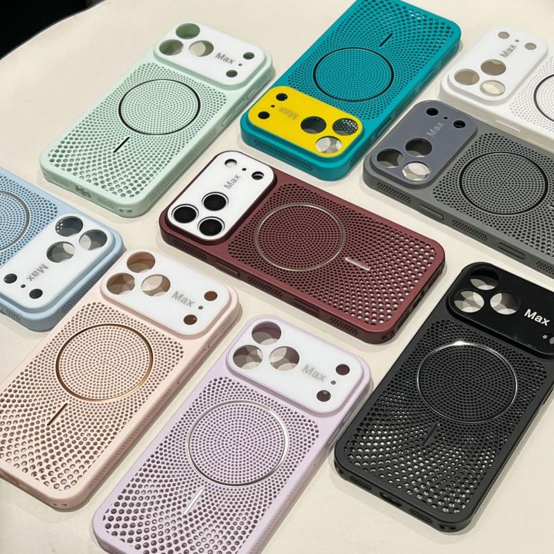 Honeycomb Heat Dissipation Magnetic Phone Case IPhone 15 16 17 18 Pro Max Full Body Shockproof Breathable Cover