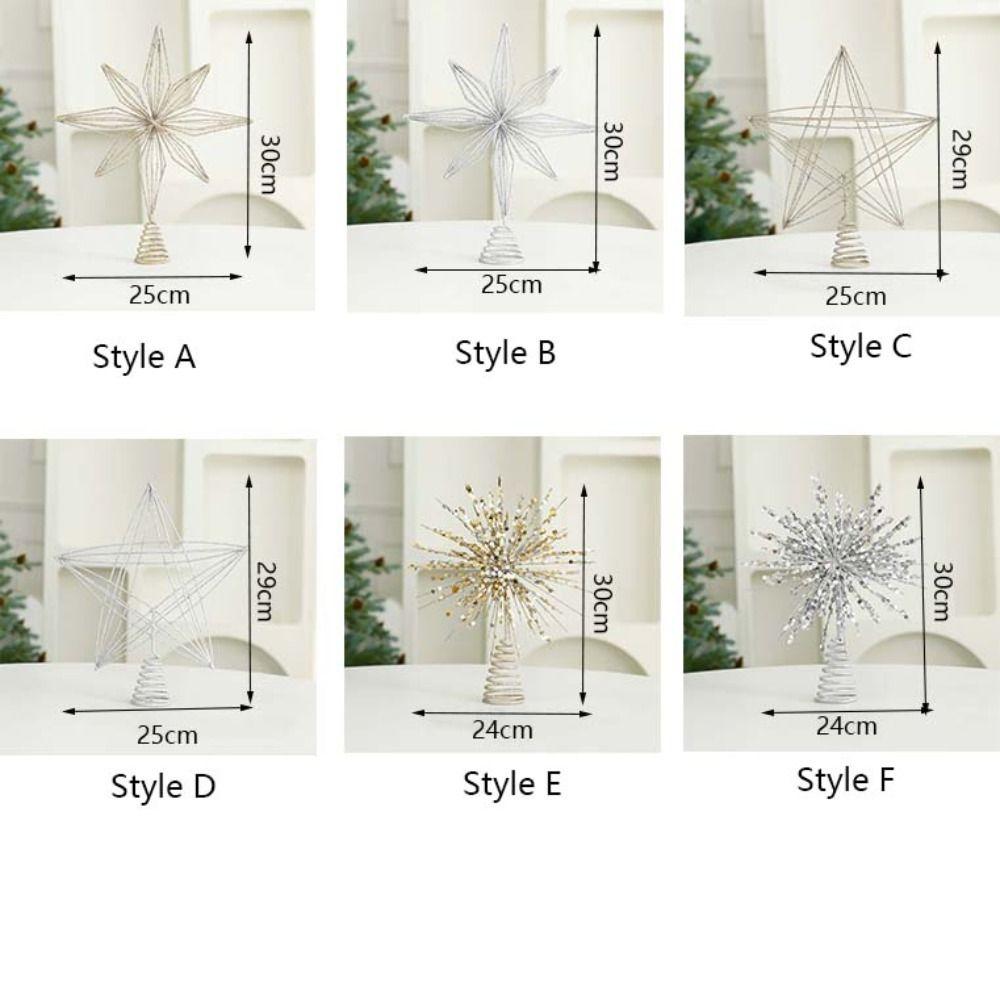 LED Christmas Tree Toppers Star Luminous Eight-pointed Star Christmas Tree Toppers Lights Glitter Iron Christmas Tree Decoration