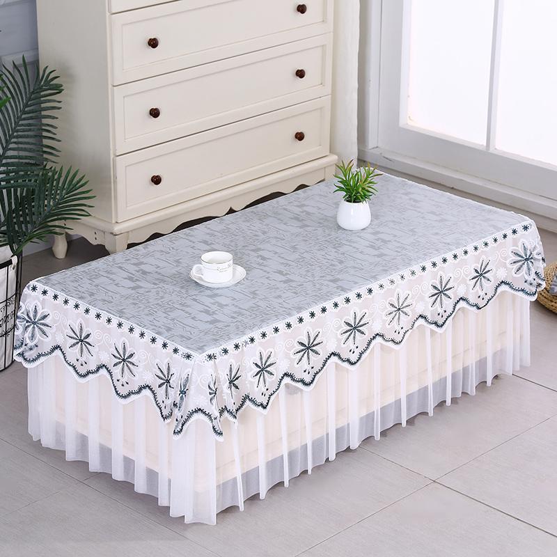 Водонепроницаемый маслостойкий однотонный чехол для стола, вышитое кружево с тонким марлевым краем, скатерть, обеденный стол, пылезащитный чехол для ТВ-шкафа