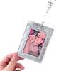 MINKYS Cute PU leather Silver 3 inch Kpop Photocard Holder Photo Card Bus Card Holder Bag Pendant Back To School Stationery