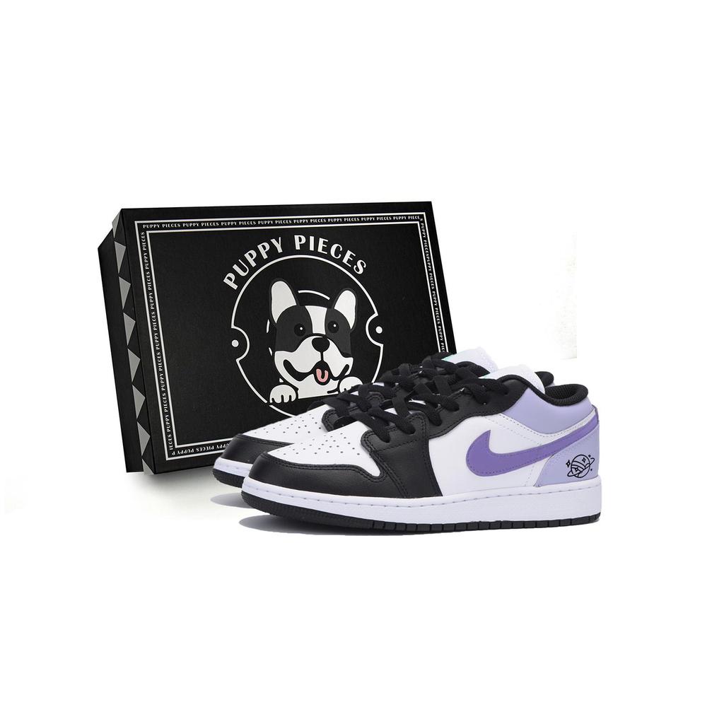 Jordan Air Jordan 1 Vintage Basketball Shoes Women's Low top Black/Purple 553560-131(Team85-S-BOX-A)