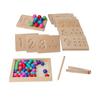 Wooden Board Bead Game Toy, Clip Beads Games, with 55pcs Rainbow Beads,