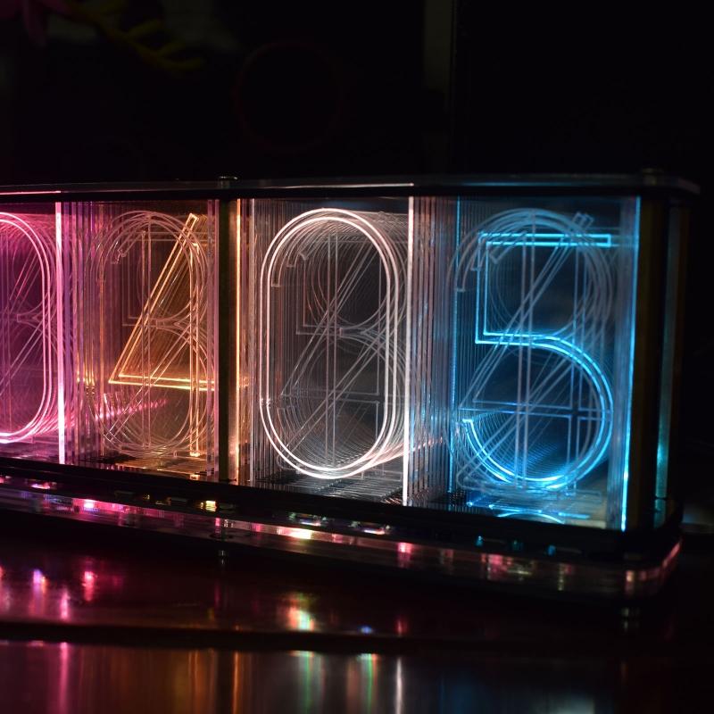 Nixie Tube Clock Acrylic RGB- Digital Clock Various Musical Beat Temperature/Data/Week Display Girlfriend Gift Present