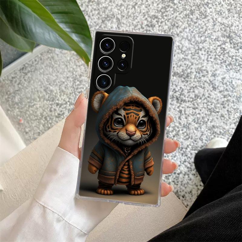 Чехол S25FE для Samsung Galaxy S26 S25 S24 S23 Ultra S20 S21 FE S22 Plus S26 Ultra Чехол для телефона Утка Собака Лягушка Тигр Обезьяна Мультяшный