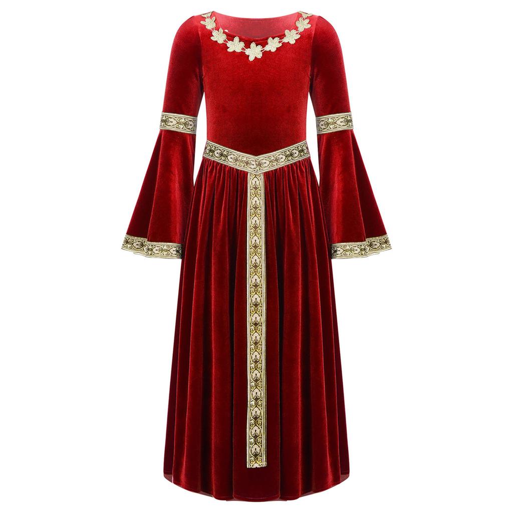 Средневековый костюм, средневековое платье для девочек, винтажное платье макси, платье принцессы, карнавальный костюм эпохи Возрождения, праздничное платье