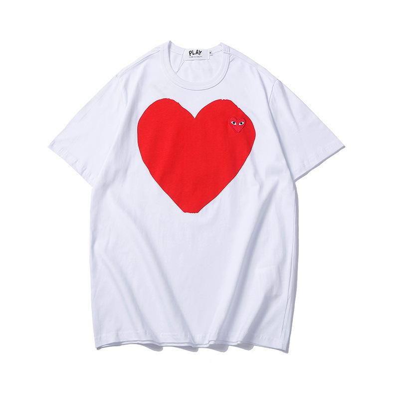 Correct version Japanese summer new Kawakubo hollow small love embroidered men's and women's street loose short-sleeved T-shirt