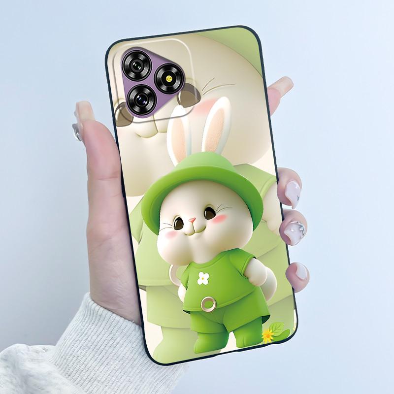 Для Oukitel C53 Чехол Роскошный Милый Кролик с Сердечками Смешной Черный Мягкий Силиконовый ТПУ Защитный Чехол для Телефона Для OukitelC53 C 53 Задняя Крышка
