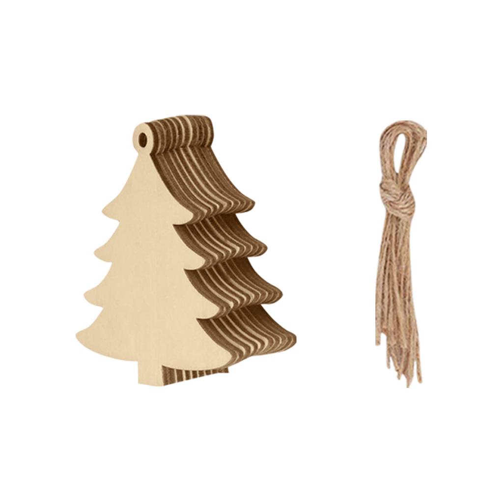 10 Pcs 5 Styles Wooden Slices Crafts DIY Christmas Tree Ornaments Decorations Xmas Hanging Craft For Holiday Home Party