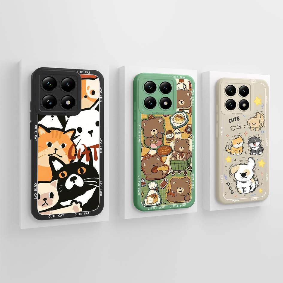 Чехол для Xiaomi 14 15 14T 12 13 12S 12T Pro Ultra 12Lite 13Lite 12X Capa Bumper Sweet Strawberry Cute Cat Soft New Liquid Silicone Anti Slip для Redmi