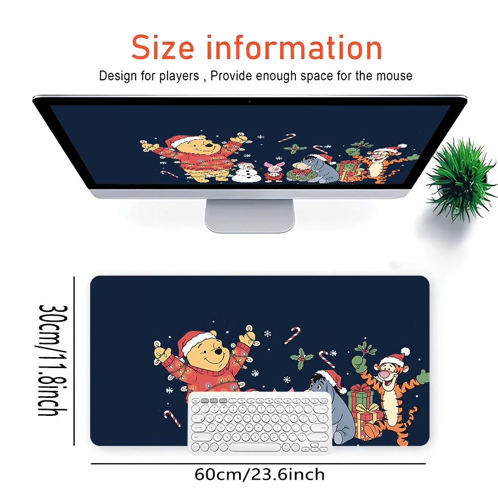 Christmas Winnie Pooh Friends Large Gaming Mouse Pad Nonslip Rubber Base Waterproof Desk Mat For Office Pc Laptop
