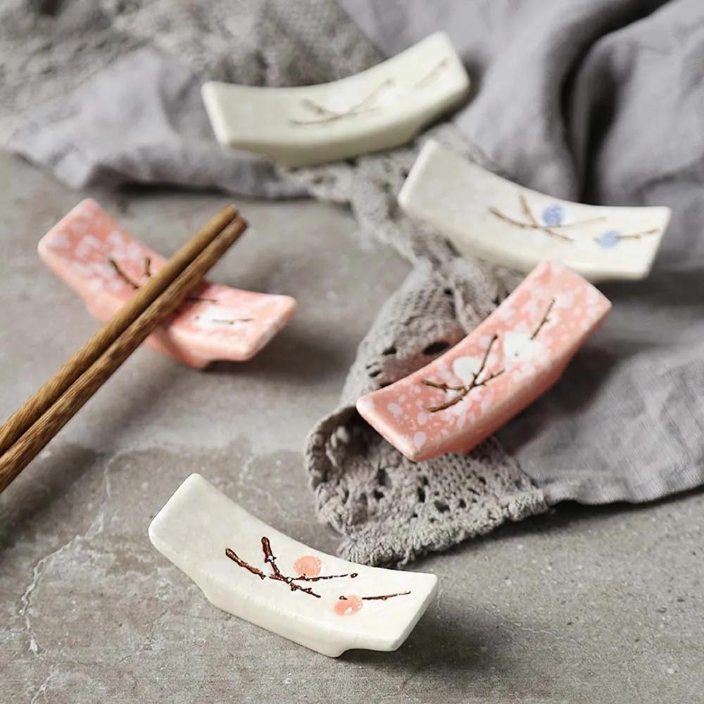 1/4/10Pc Japanese Plum Blossom Ceramic Chopstick Holder Creative Kitchen Supplies Household Chopstick Holder Care Gadget