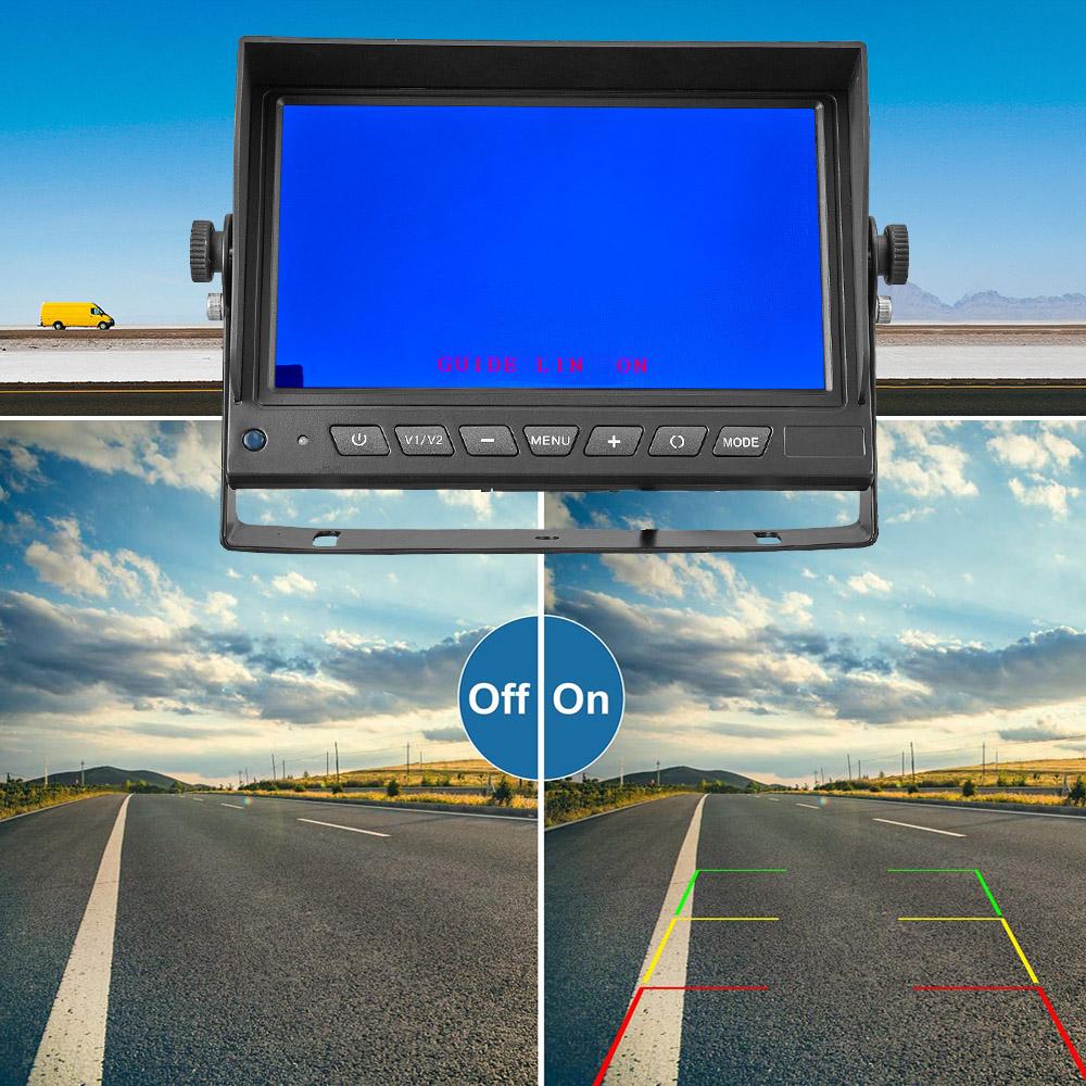 Truck Reverse Camera System with Sound, 7" AHD Monitor with Speaker Reversing 1080P Rear View Audio Camera Built-in Microphone