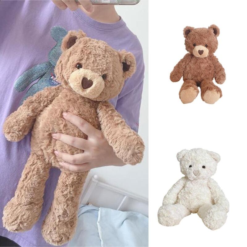 Очаровательная плюшевая игрушка-мишка в форме сердца для успокаивающего комфорта, 16,5 дюймов в высоту, с длинным пушистым коричневым мехом