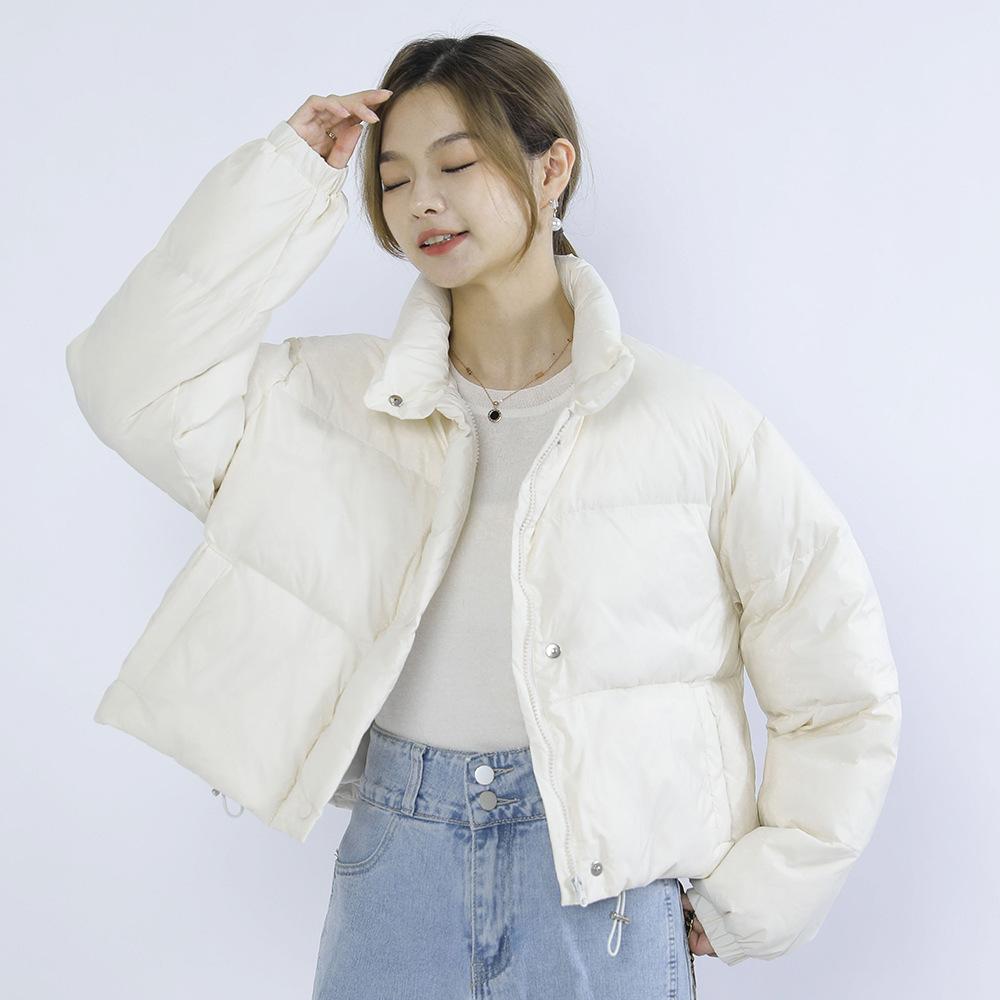 Зимнее женское пальто, однотонное, простое, утолщенное, с коротким воротником-стойкой, куртка из утиного пуха