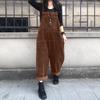 Autumn Rompers Solid Wide Leg Playsuits Women Casual Straps Suspender Overalls Vintage Corduroy Jumpsuits Overszie