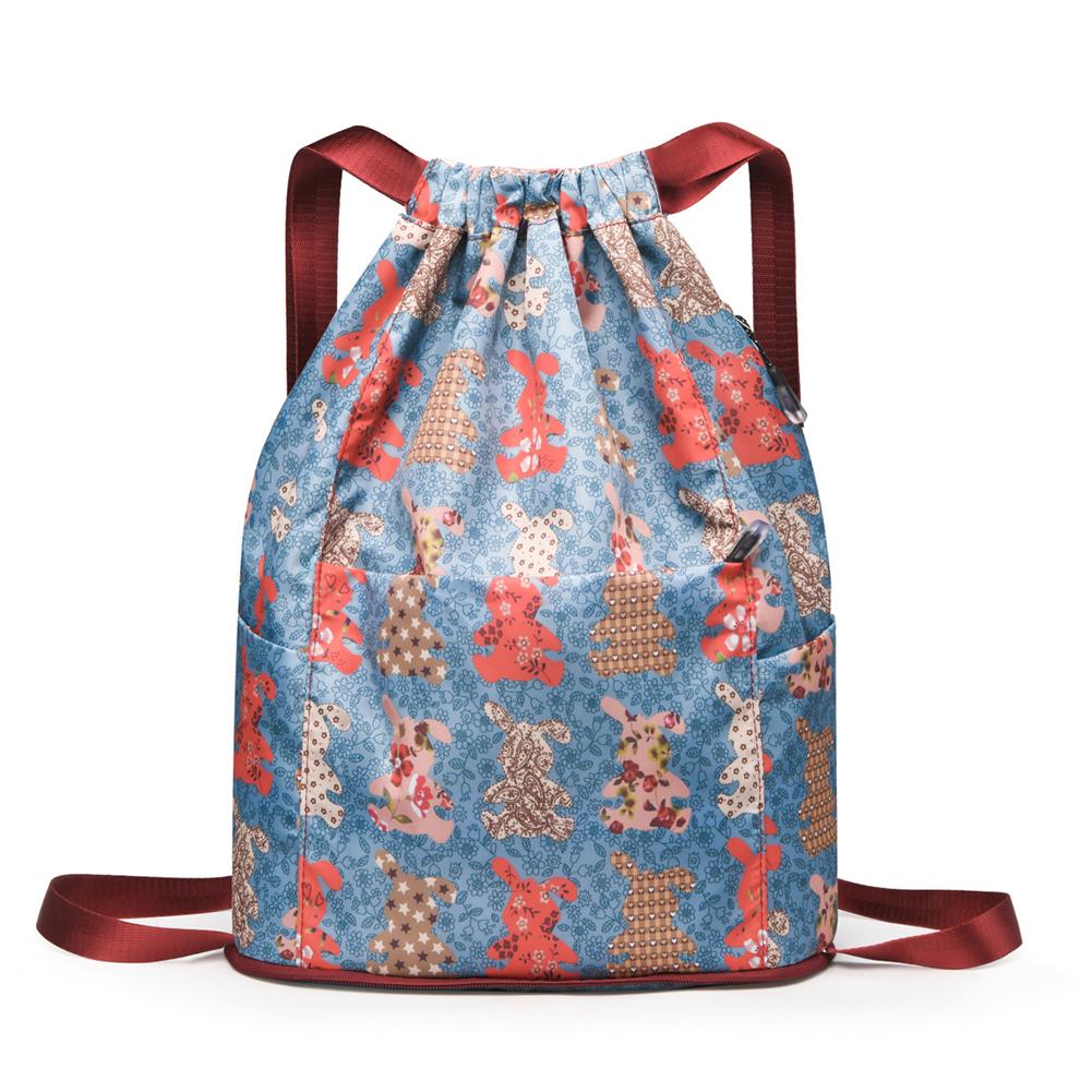 Drawstring Casual Backpack Waterproof Unisex Sports Gym Sack Foldable Multifunctional Multiple Pockets for Hiking Travel Camping