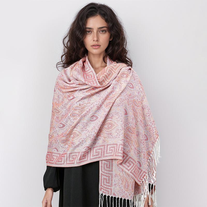 Богемный Премиальный Универсальный Шарф Для Женщин Ближневосточный Жаккардовый Шарф с Кисточками Для Женщин