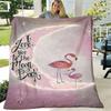 1pc Romantic Pink Flamingo Moon Pattern Flannel Blanket, Soft And Warm Home Decor Throw for Living Room Sofa Bed, Office, Travel Camping, Gift Idea