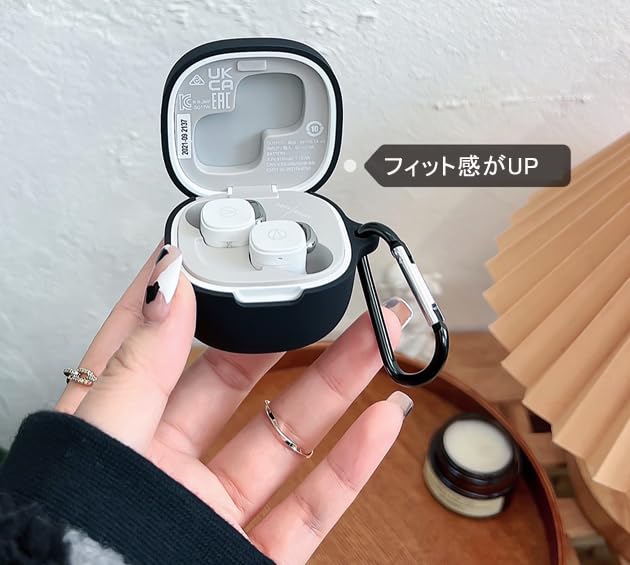 KOMININA Case for Audio Technica Wireless Earphone Case Silicone Material Shockproof Waterproof Dustproof Clear Simple Earphone Cover with Carabiner