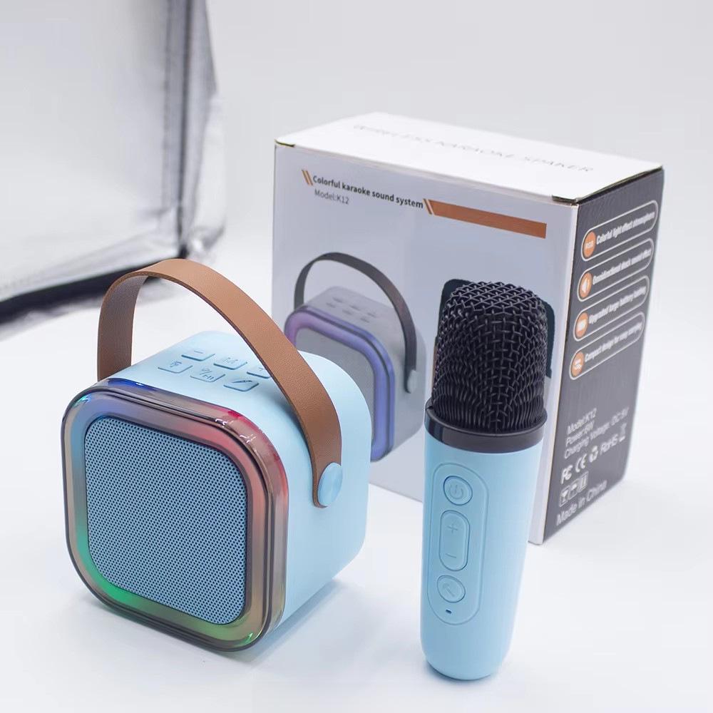 "K12 Bluetooth Speaker with Integrated Microphone for Outdoor Live Broadcast and Home Karaoke"