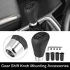 Black Universal 5 Speed Car Gear Shift Knob PU Leather with Hole Black Stitches