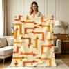 All-Season Warm Flannel Blanket with Cute Dachshund Geometric Print Soft Cozy Throw Blanket for Couch Bed Office Living Room Home Decor