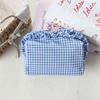 Милая Высококачественная Косметичка Чехол Свежая Клетка Кружево Пенал Портативная Большая Вместимость Сумка для Туалетных Принадлежностей Косметичка Студенческая Сумка для Хранения
