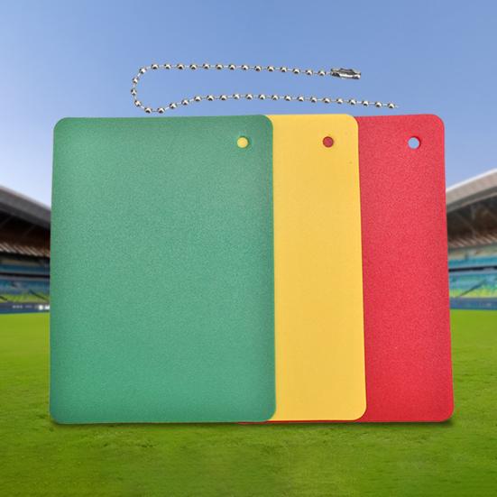 Набор из 3 шт. карточек для футбольного судьи: зеленая, красная, желтая. Карточки для предупреждения, удаления и задержки в футболе. Аксессуары для судейства спортивных соревнований.