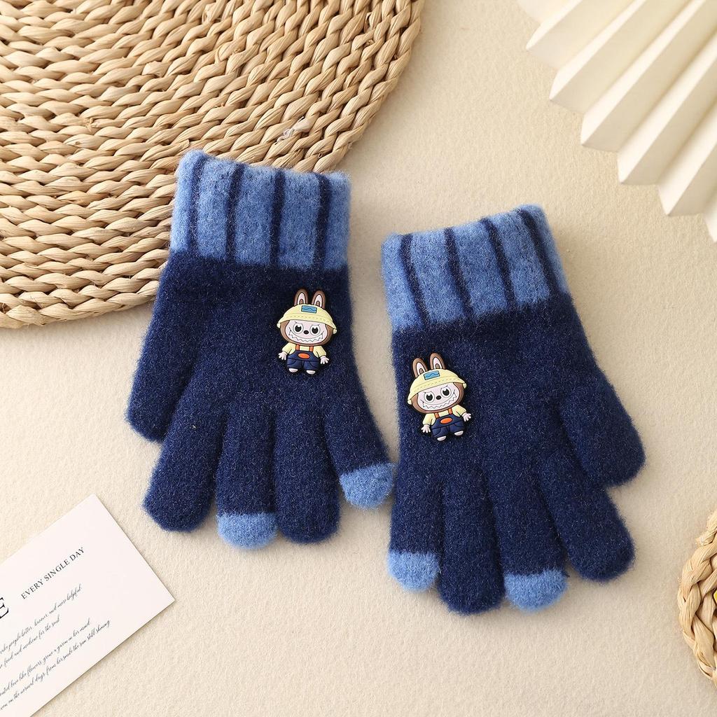 Детские зимние перчатки в корейском стиле с милым медведем - Теплые, Защищающие от холода, Пятипалые для мальчиков и девочек